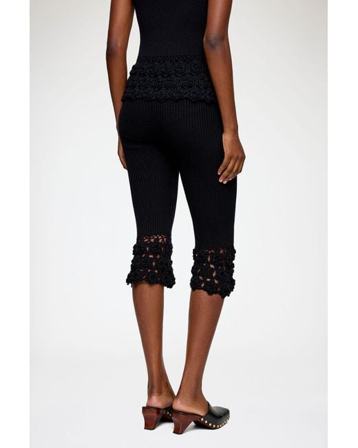 Ganni Black Crocheted Hem Knitted Trousers