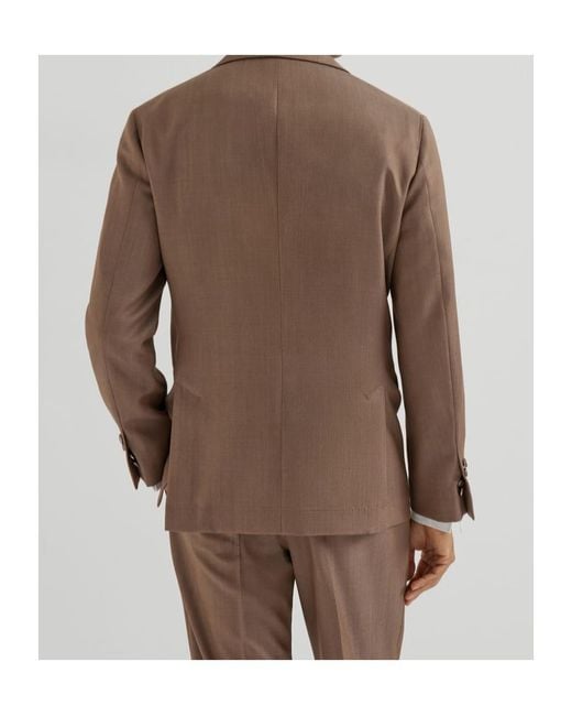 Brunello Cucinelli Brown Peak-Lapel Wool Blazer for men