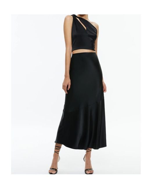 Alice + Olivia Black Piera One-Shoulder Twisted Vest