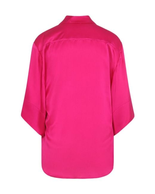 Dries Van Noten Pink Clea Relaxed Satin Shirt