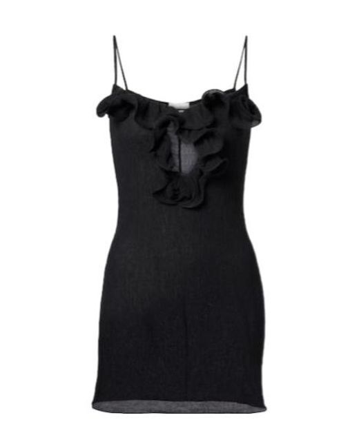Magda Butrym Black Ruffled Sheer Minidress