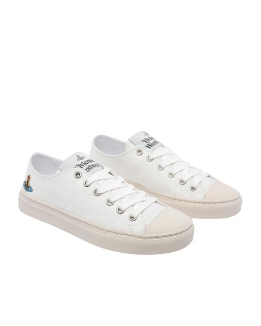 Vivienne Westwood White Orb Embroidered Low-Top Sneakers