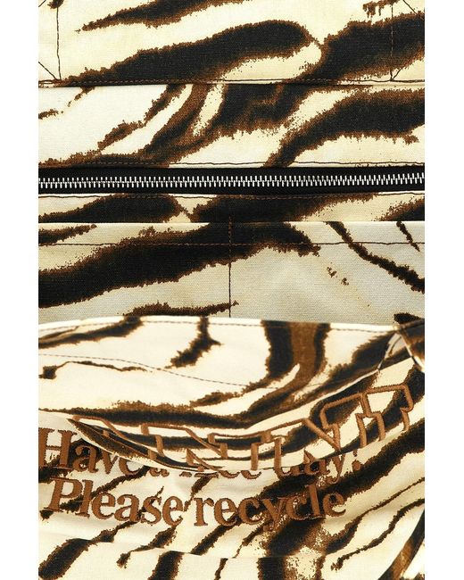 Ganni Metallic Zebra Printed Xxl Tote Bag