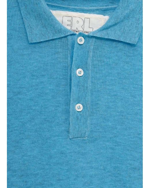 ERL Blue Buttoned Polo Shirt for men