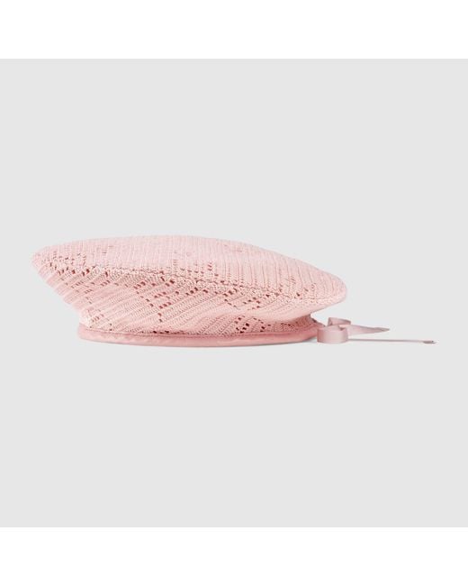 Gucci Pink Gg Crochet Beret