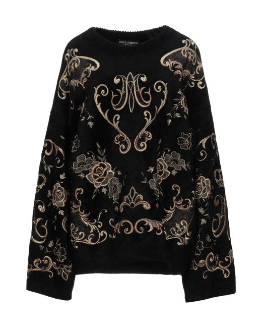 Dolce & Gabbana Black Floral Knit Top