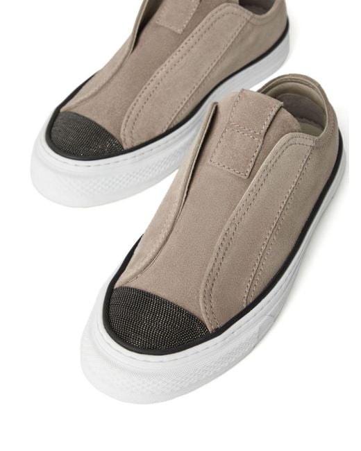 Brunello Cucinelli White Slip-On Sneakers