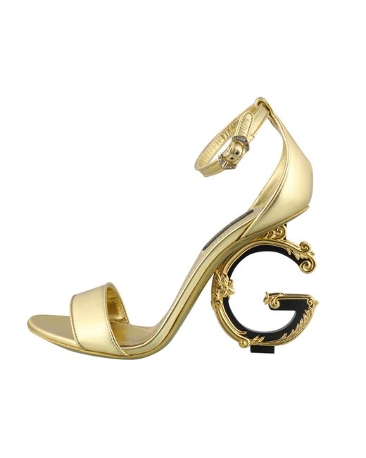 Dolce & Gabbana Metallic Baroque Dg Heel Sandals