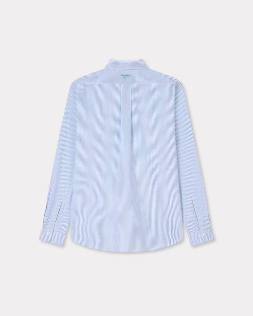 KENZO Blue Button-Up Striped Shirt for men