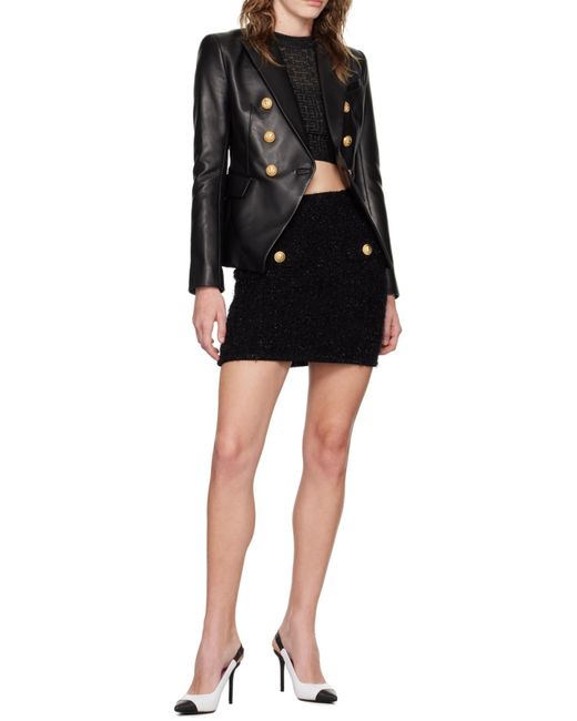 Balmain Black Tweed Mini Skirt