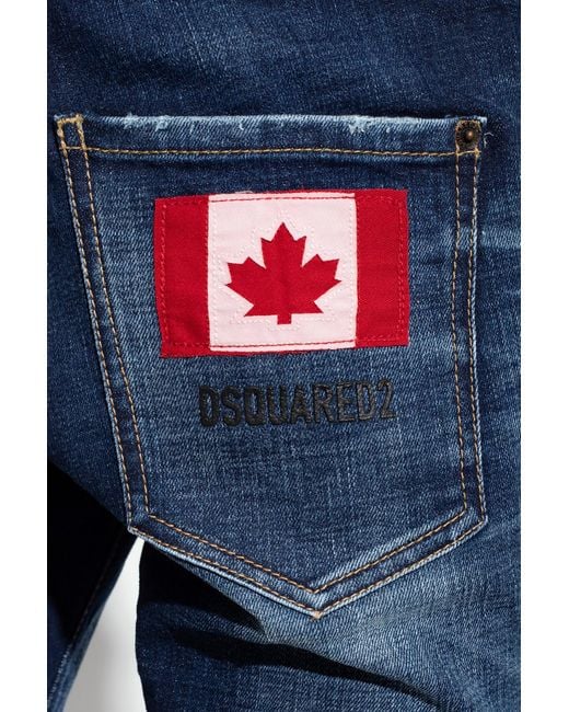 DSquared² Blue Bleached-Effect Straight-Leg Skinny Jeans