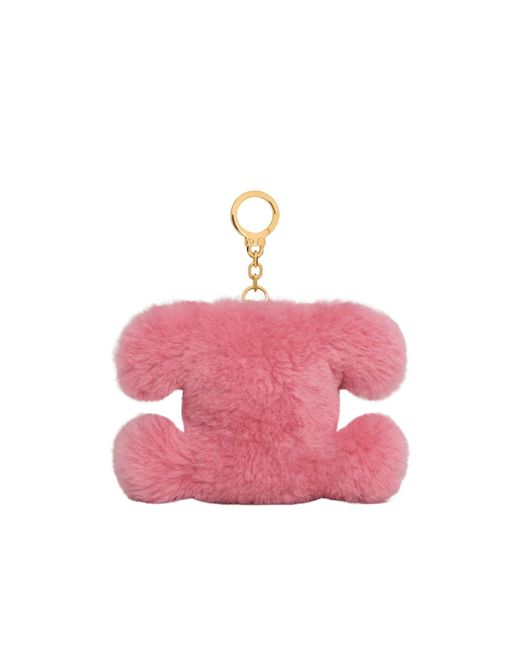Céline Pink Triomphe Pom-Pom Keyring With Heart