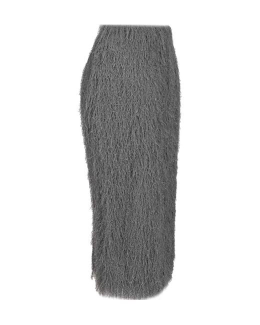 Dries Van Noten Gray Fringed Skirt