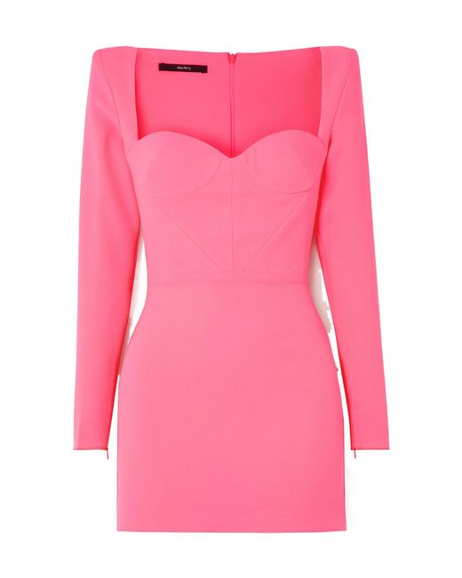 Alex Perry Pink Fluorescent Stretch Crepe Mini Dress