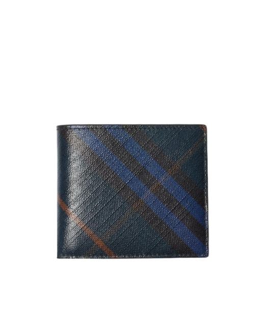 Burberry Blue Check Bifold Wallet for men