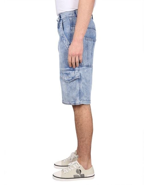 Isabel Marant Blue Logo Patch Tooling Shorts for men