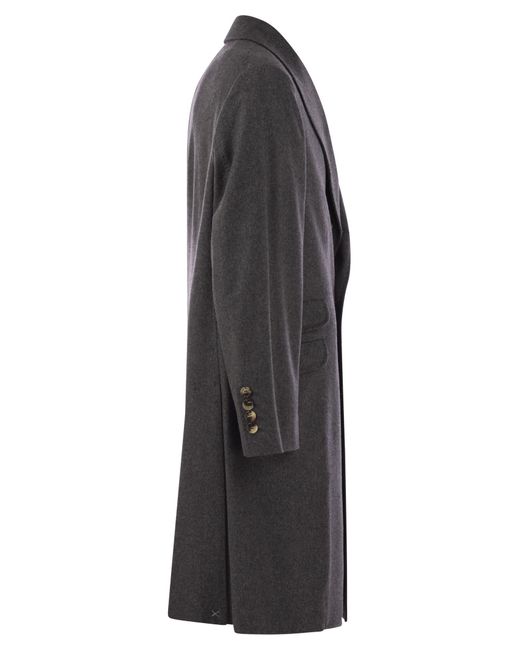 Brunello Cucinelli Black Wool And Cashmere Coat for men