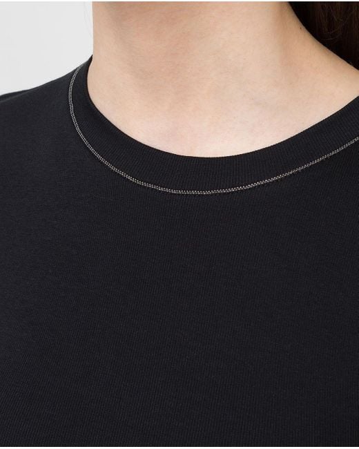 Brunello Cucinelli Black Embellished Short-Sleeved T-Shirt