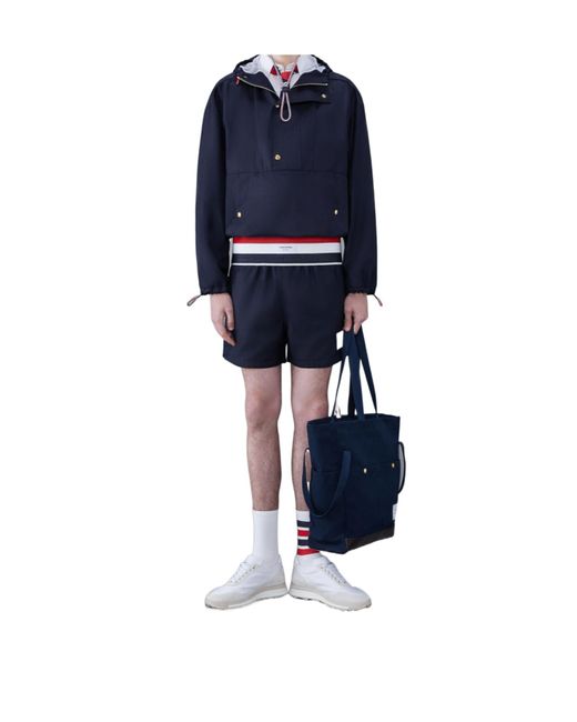 Thom Browne Blue Rwb-Stripe Hooded Jacket for men