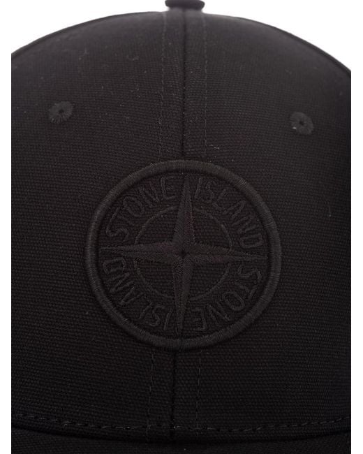 Stone Island Black Junior Compass Embroidered Cap