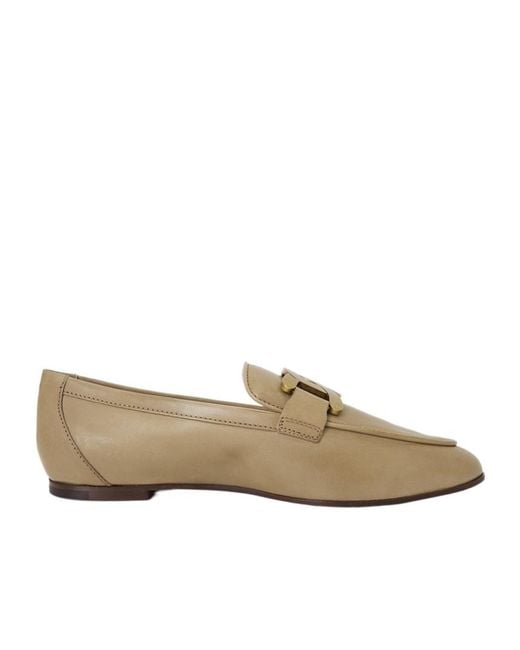 Tod's White Kate Logo Plaque Loafers