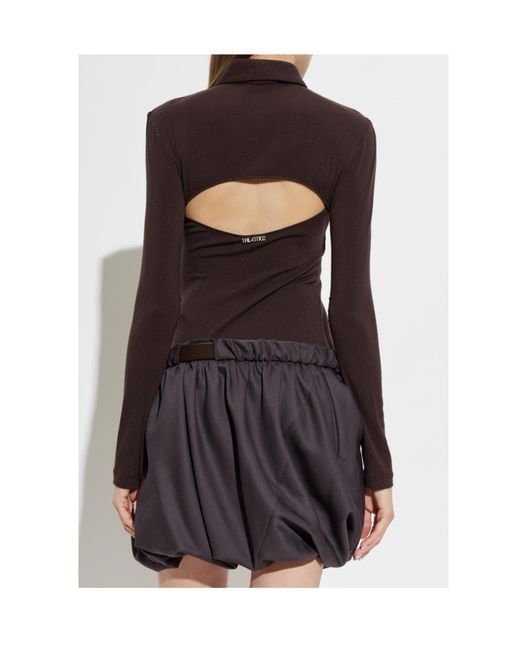 The Attico Black Long-Sleeved Dress