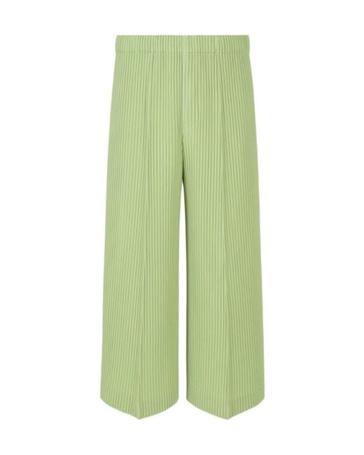 Homme Plissé Issey Miyake Green Pleated Casual Trousers for men