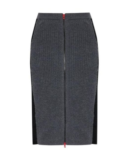 DIESEL Gray M-Lousi Ribbed Panelled Midi Skirt