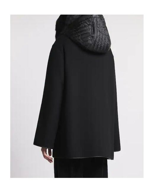 Fay Black Hooded Wool-Cashmere Pea Coat