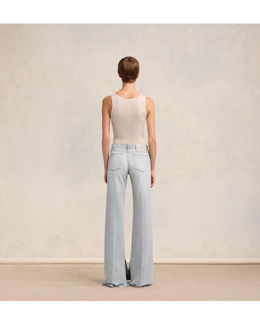 AMI Gray Ami Slitted Flared Jeans