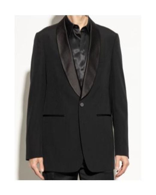 Dries Van Noten Black Single-Breasted Tailored Blazer for men