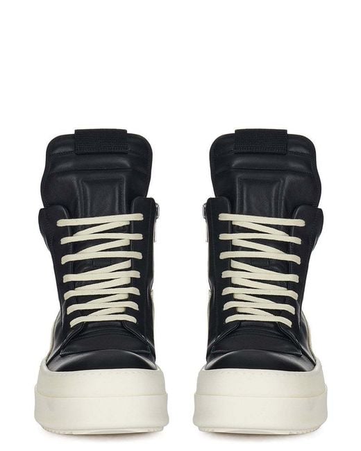 Rick Owens Blue Geobasket Leather Sneakers