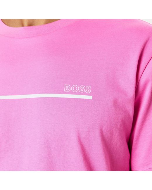 Boss Pink Logo Crew-Neck T-Shirt for men