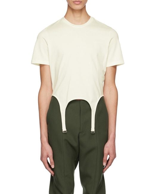 Dion Lee White Organic Cotton Garter T-Shirt for men