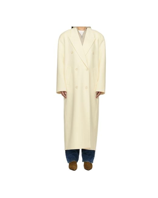 Frankie Shop Natural Double-Breasted Coat