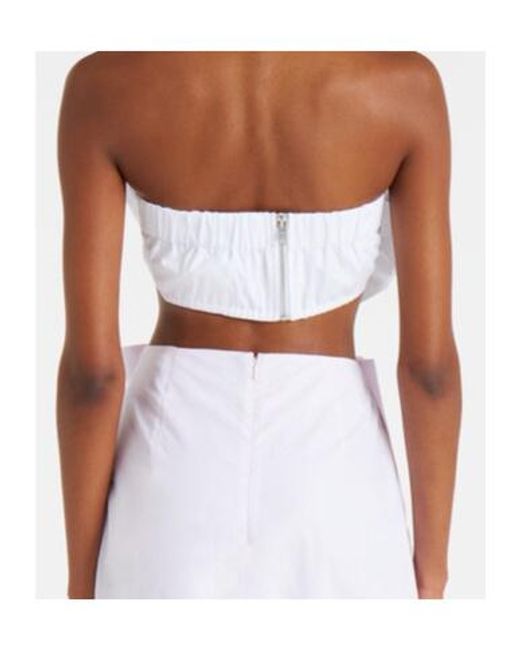 Simone Rocha White Rosette Cotton Poplin Bandeau Top