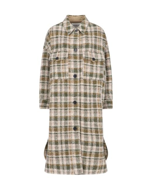 Isabel Marant Natural Isabel Marant Étoile Long-Sleeved Checked Coat
