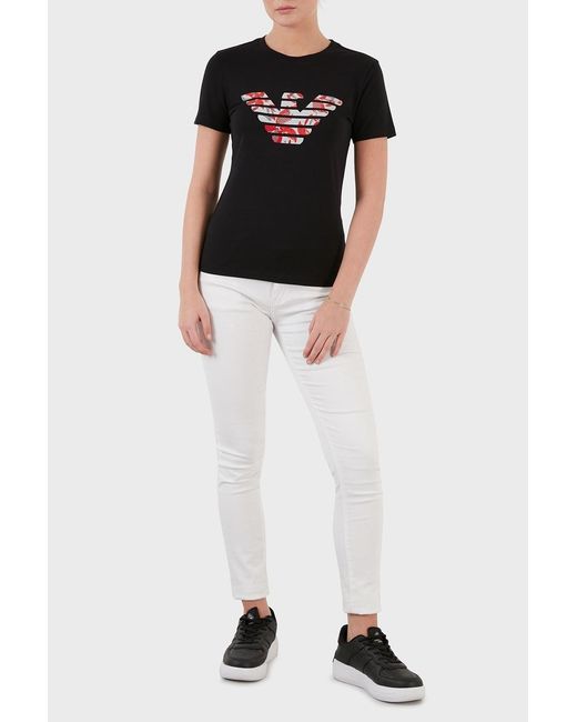 Emporio Armani Black Round Collar Logo T-Shirt
