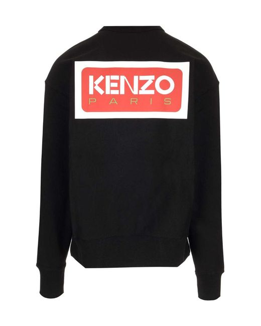 KENZO Black Logo-Patch Crewneck Sweatshirt for men