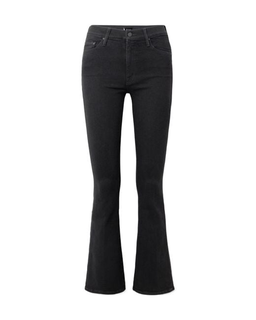 Mother Black Mid-Rise Flared Jeans