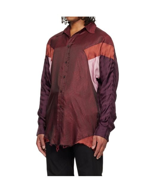 Edward Cuming Red Jacquard Plaid Shirt for men