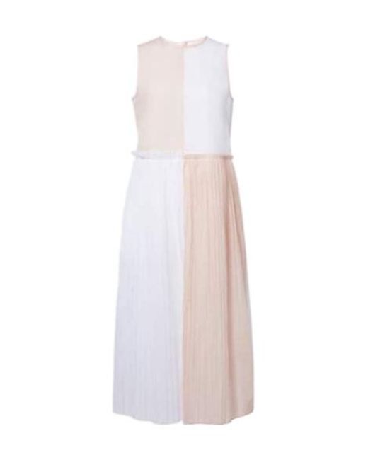 Jil Sander White Pleated Cotton Organza Muslin Midi Dress