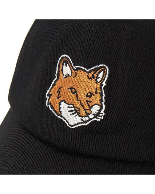 Maison Kitsuné Black Embroidered-Logo Patch Cap for men