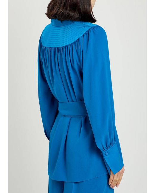 Joseph Blue Chiffon Long-Sleeve Top