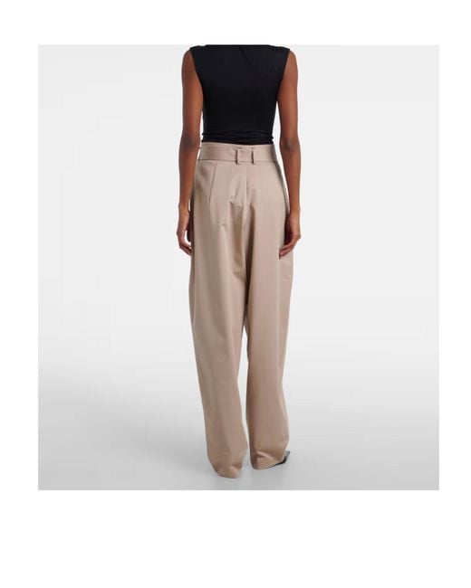 Magda Butrym Natural Belted Cotton-Blend Tapered Pants