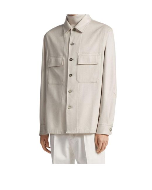 Zegna White Oasi Buttoned Straight Hem Shirt for men