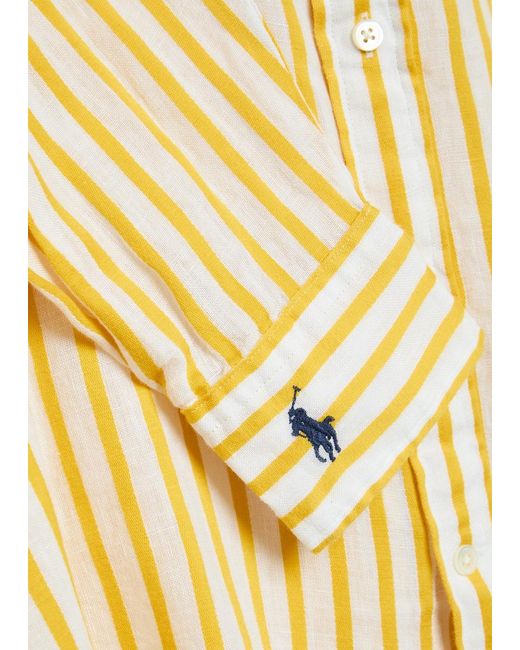 Polo Ralph Lauren Yellow Striped Linen And Cotton-Blend Shirt
