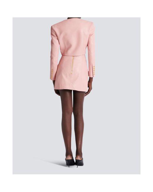 Balmain Pink Leather Jacket