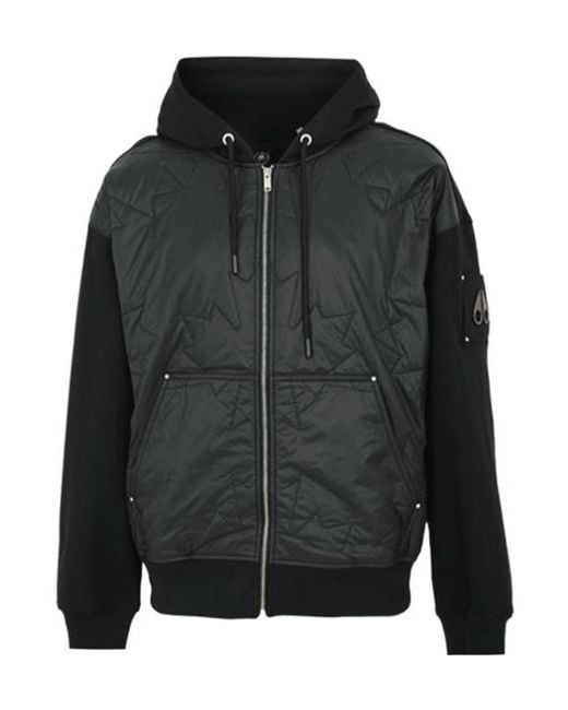 Moose Knuckles Black Quilted Zipped Jacket for men