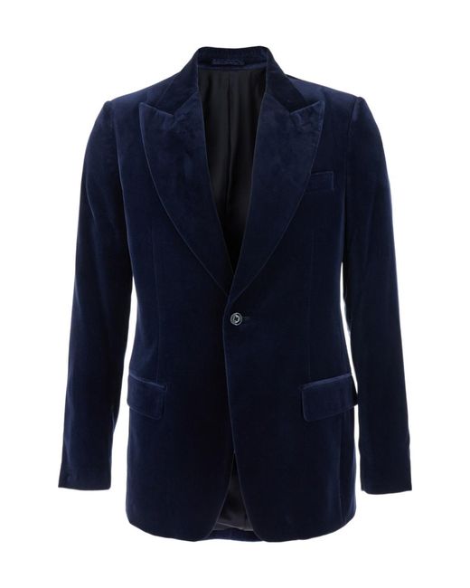 Lardini Blue Single-Breasted Velvet Blazer for men